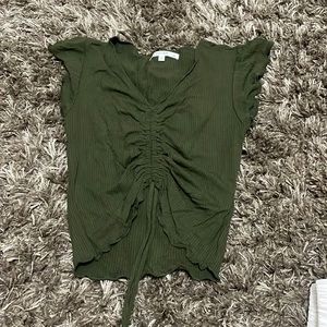 Green twist crop top